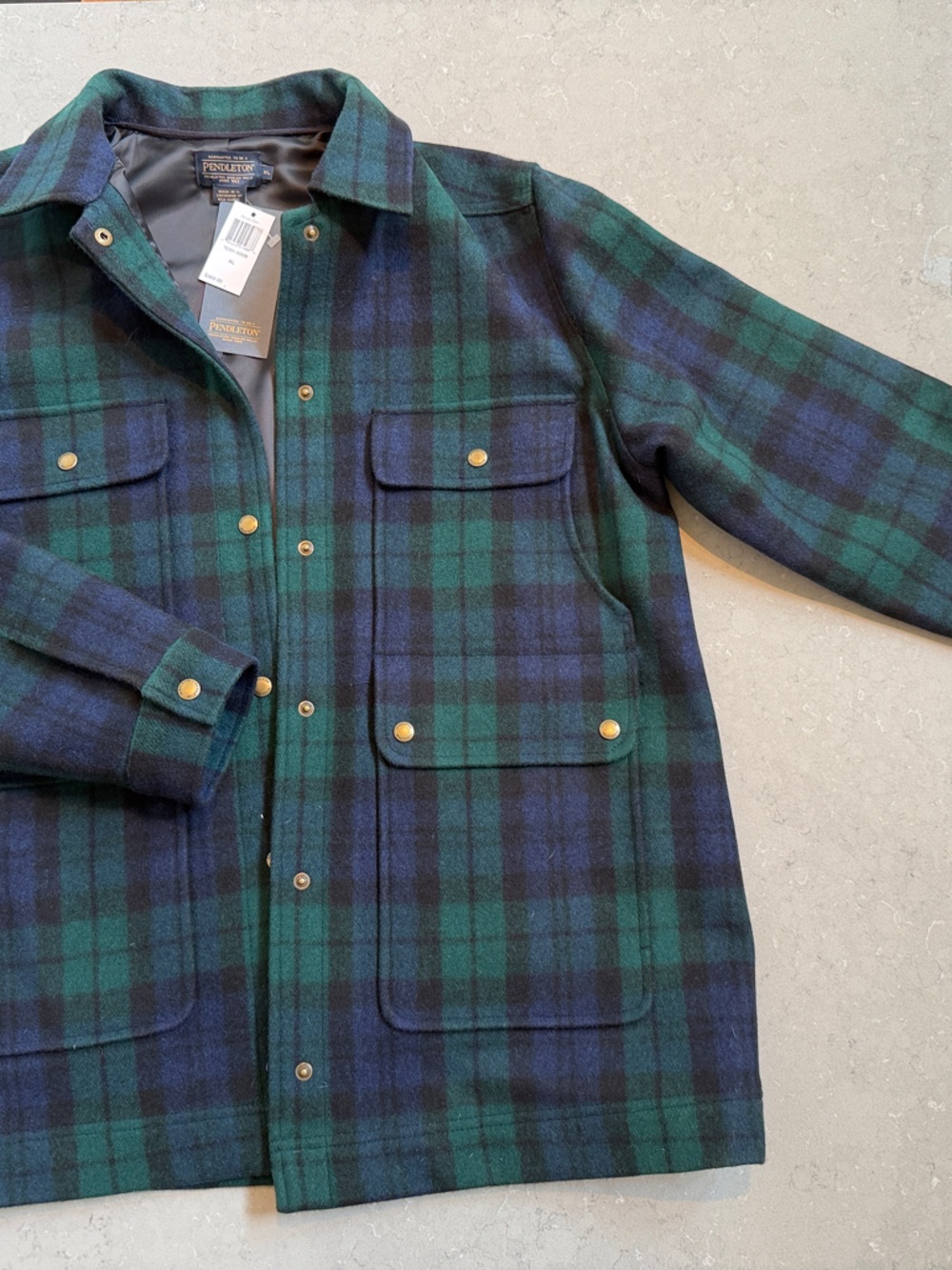 Pendleton Green and Blue Plaid Wool Field Jacket